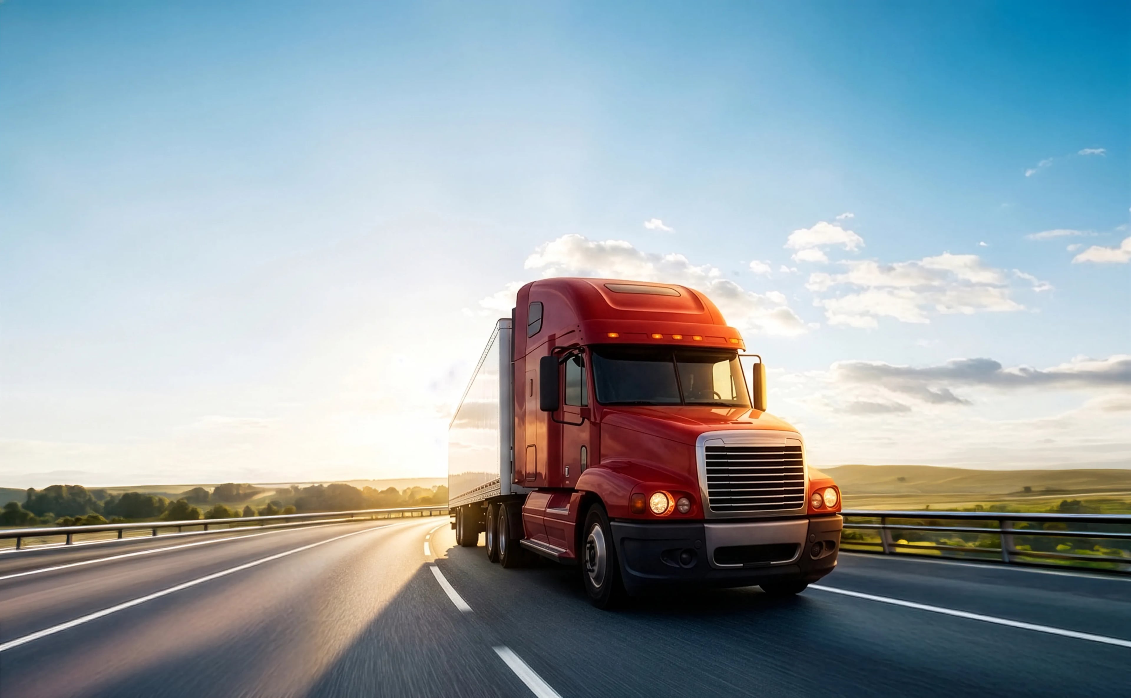 Truck travelling on a highway