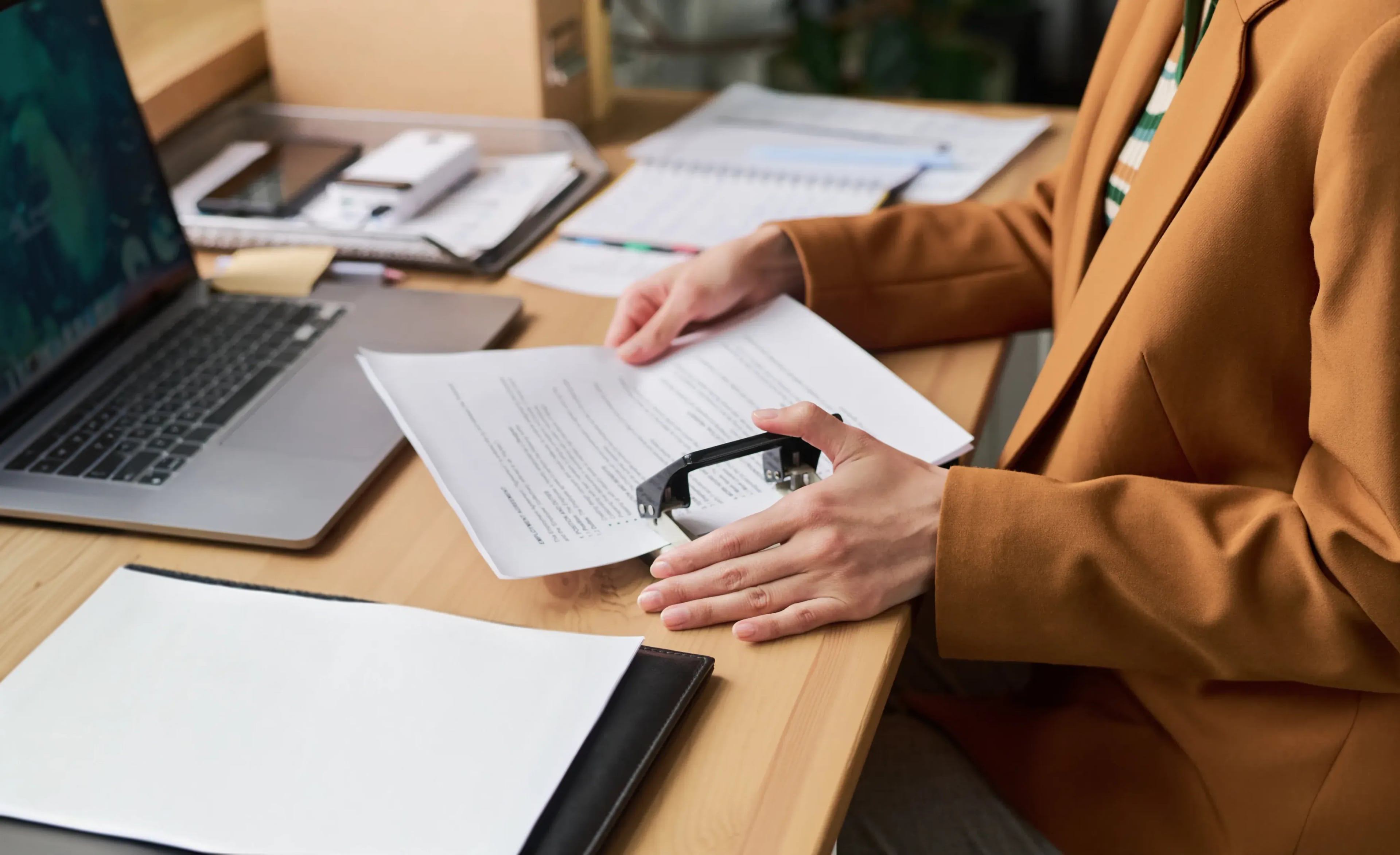 Employee reviewing self-declaration documents