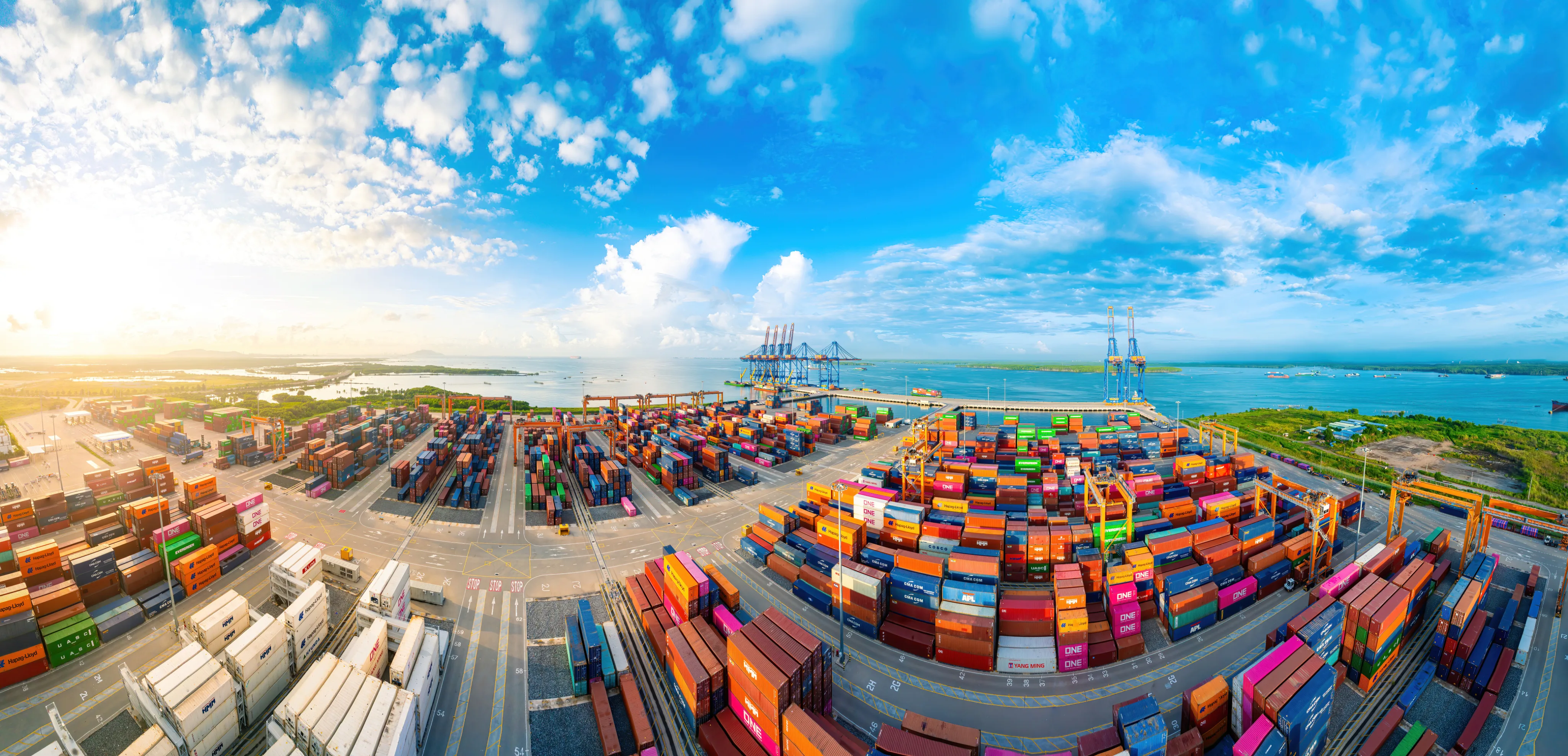 Container terminal by the sea